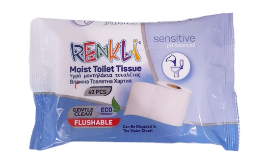 Влажна тоалетна хартия RENKLI sensitive 40 броя в пакет /48 пакета в кашон/