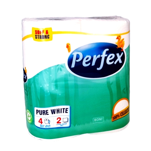 Тоалетна хартия "Perfex" 4ка 2 пласта Pure white S /24 пакета в чувал/