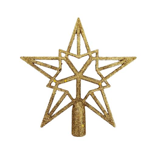 Връх за елха звезда- златна кристал 21см