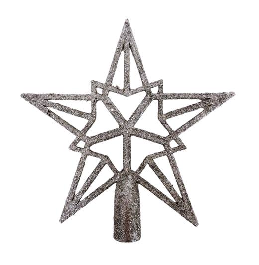 Връх за елха звезда- сребърна кристал 21см