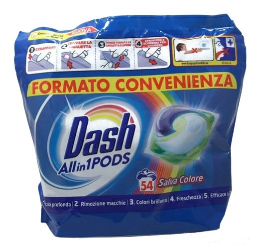 Капсули за пране Dash All in1 PODS Color 54 пранета R /2 плика в кашон/