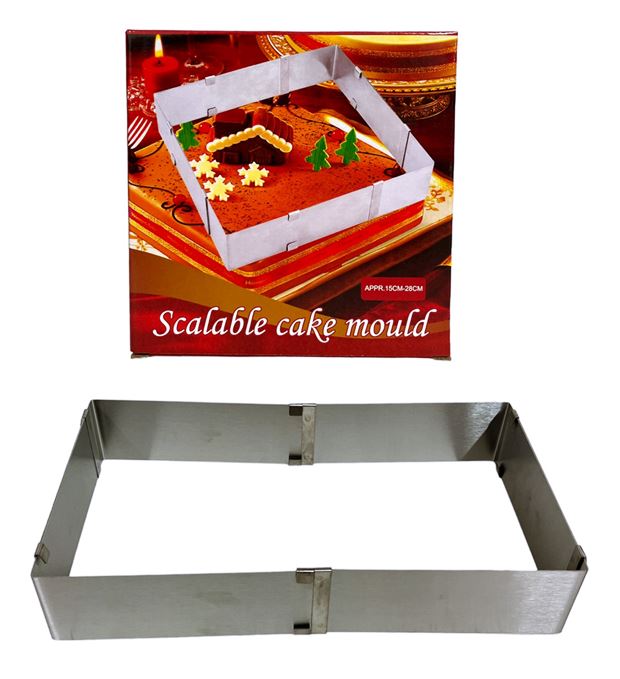 Форма за торта метал правоъгълна регулираща се 15см-28см Н8,5см
