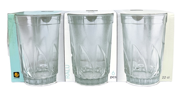 Чаша за водa 220 ml Ф72/Н100 mm Uniglass Ralu 6 броя в опаковка №51019 /8 комплекта в кашон/