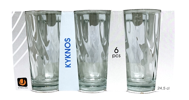 Чаша за водa 245 ml Ф66/Н130 mm Uniglass Kyknos 6 броя в опаковка №51053 /6 комплекта в кашон/