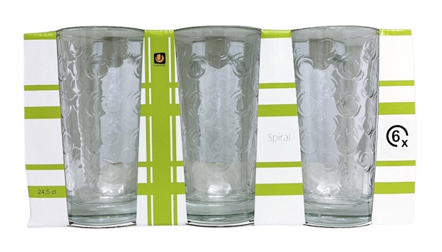 Чаша за водa 245 ml Ф66/Н130 mm Uniglass Spiral 6 броя в опаковка №51151 /6 комплекта в кашон/