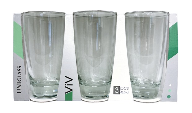 Чаша за водa 485 ml Ф68.5/H160 mm Uniglass Viv 3 броя в опаковка №91550 /10 комплекта в кашон/