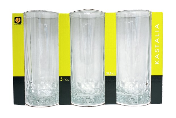 Чаша за водa 265 ml Ф61/H142 mm Uniglass Kastalia 3 броя в опаковка №91701 /12 комплекта в кашон/