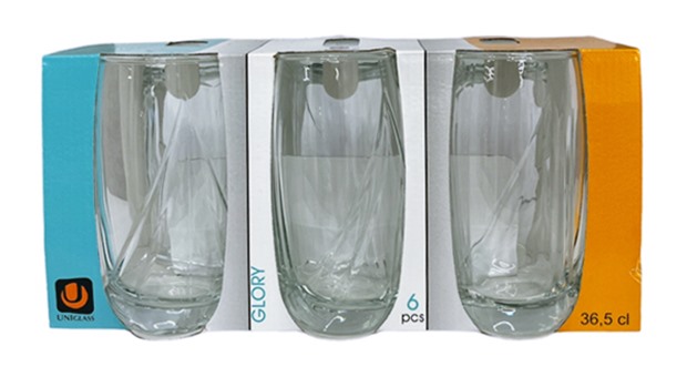 Чаша за вода 365 ml Ф73/Н137 mm Uniglass Glory 6 броя в опаковка №91800 /6 комплекта в кашон/