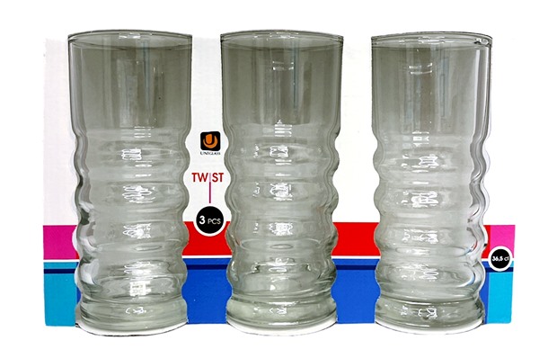 Чаша за вода 365 ml Ф70.5/Н150 mm Uniglass Twist 3 броя в опаковка №91805 /10 комплекта в кашон/