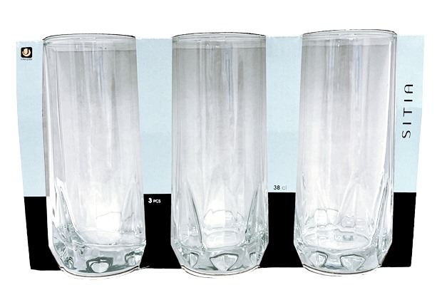 Чаша за вода 380 ml Ф70/Н148 mm Uniglass Sitia 3 броя в опаковка №91810 /10 комплекта в кашон/