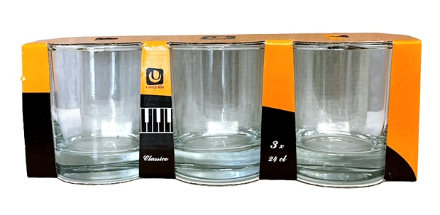 Чаша за уиски 225 ml Ф73/Н88 mm Uniglass Classico 3 броя в опаковка №93100 /12 комплекта в кашон/
