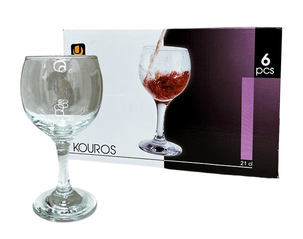 Чаша за вино 210 ml Ф76/Н147 mm Uniglass Kouros 6 броя в цветна кутия №93502 /4 комплекта в кашон/
