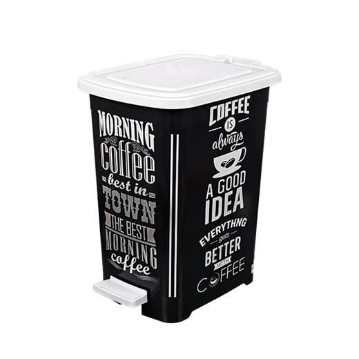 Кош за боклук с педал правоъгълен Slim Elif 25л декор COFFEE ЧЕРЕН