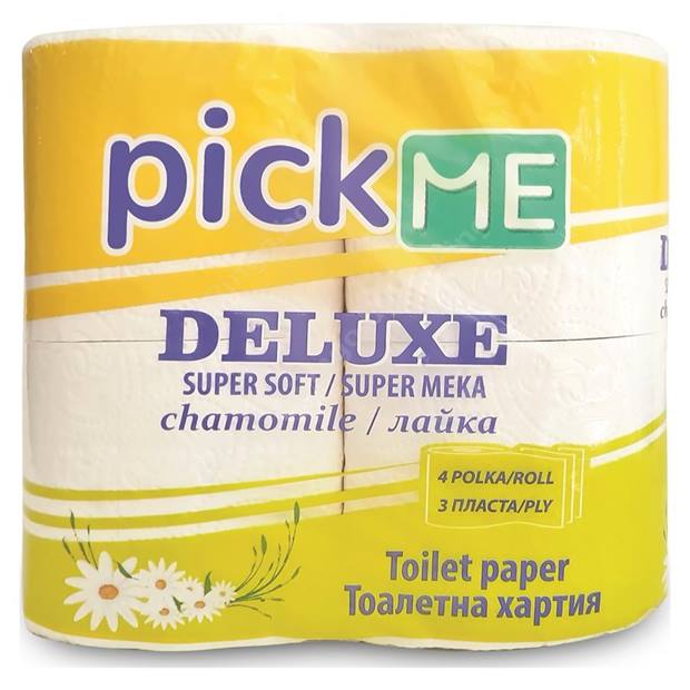 Тоалетна хартия PICK ME DELUXE 4ка 3 пласта лайка /24 пакета в чувал/