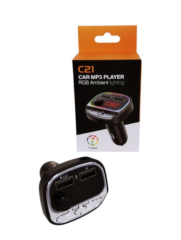 Трансмитер за автомобил C21 BT/FM/TF Card/MP3/12V/24V с 2 USB за бързо зареждане в кутия