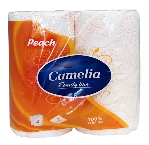 Тоалетна хартия Camelia 4ка трипластова праскова /15 пакета в чувал/