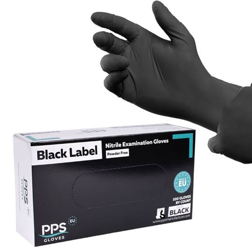 Медицински ръкавици PPS 100 броя в кутия нитрил ЧЕРНИ размер S №314717