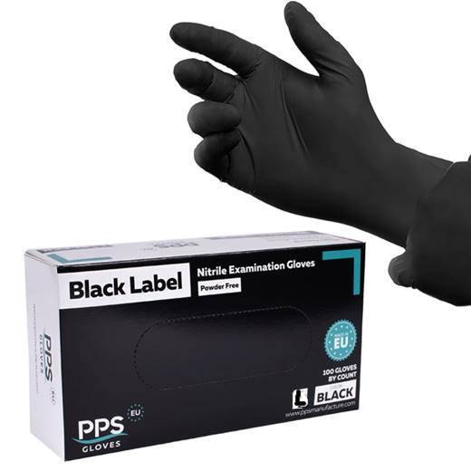 Медицински ръкавици PPS 100 броя в кутия нитрил ЧЕРНИ размер L №314719