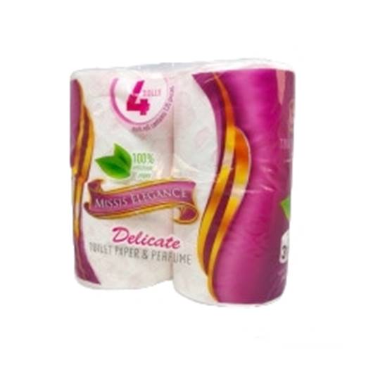 Тоалетна хартия "Missis Elegance" трипластова розова 4ка /16 пакета в чувал/