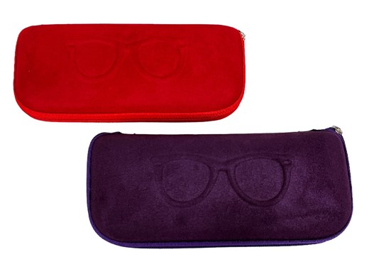 Калъф за очила велур с цип декор очила 17 х 7 см /20 броя в стек/