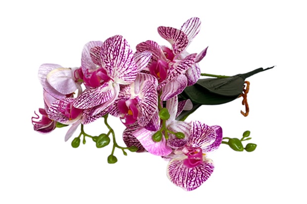 Изкуствено цвете Орхидея лилаво с бяло 40 см