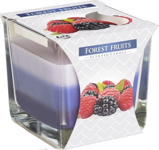Свещ ароматизирана в квадратна чаша трицветна FOREST FRUITS snk80-13 /6 броя в кашон/