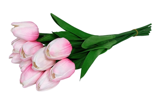 Изкуствено цвете Лале розово/бяло 32 см /10 броя в стек/