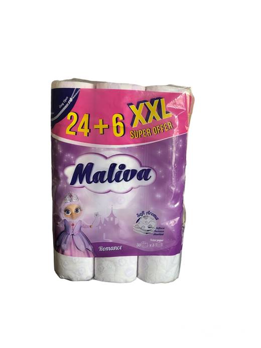 Тоалетна хартия Maliva Romance 24+6 /3пакета в чувал/