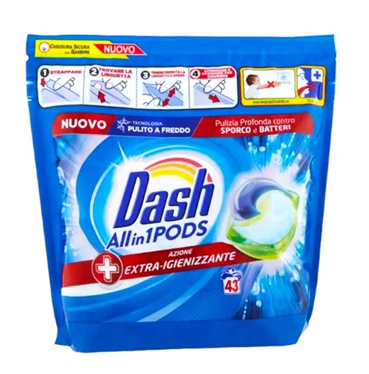 Капсули за пране Dash All in1 PODS 43 пранета R /2 плика в кашон/