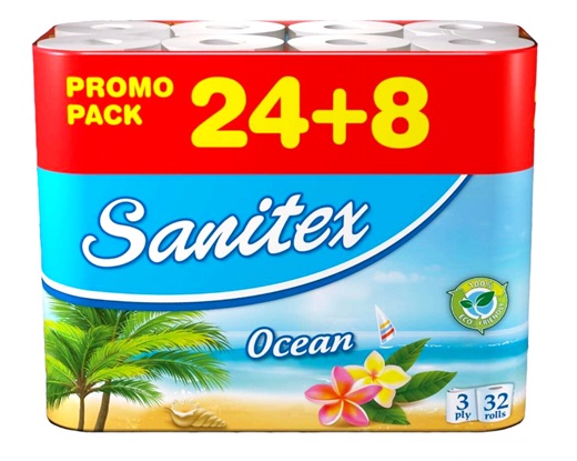 Тоалетна хартия "Sanitex" 32ка трипластова ароматизирана Ocean