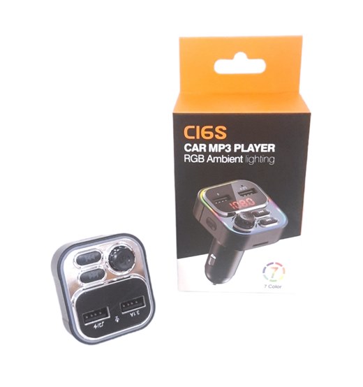 Трансмитер за автомобил C16S BT/FM/TF Card/MP3/12V/24V с 2 USB за бързо зареждане в кутия