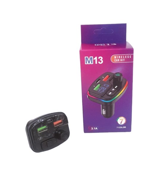 Трансмитер за автомобил M13 BT/FM/TF Card/MP3/12V/24V с 2 USB за бързо зареждане в кутия