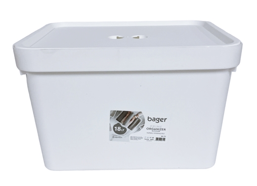 Кутия за съхранение с капак пвц 18л бяла Bager №BG711