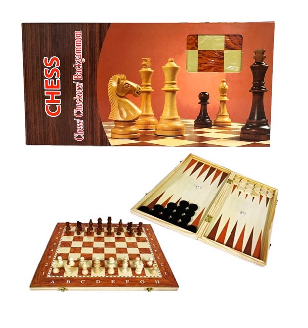 Шах + табла дървен в кутия 29х29см
