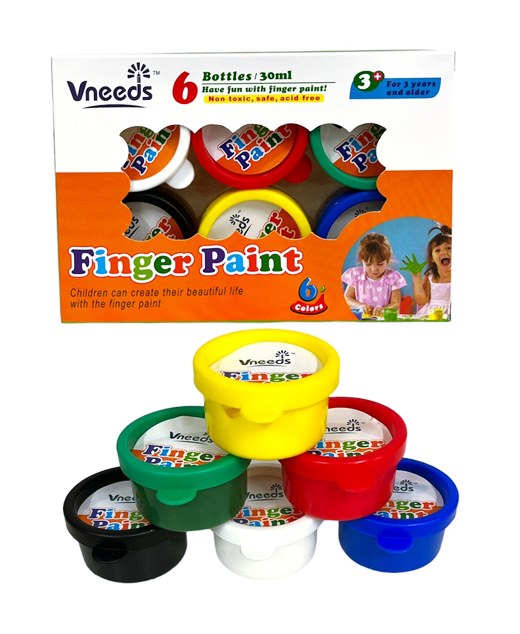 Бои за рисуване с пръсти 6 цвята в кутия Vneeds №0345