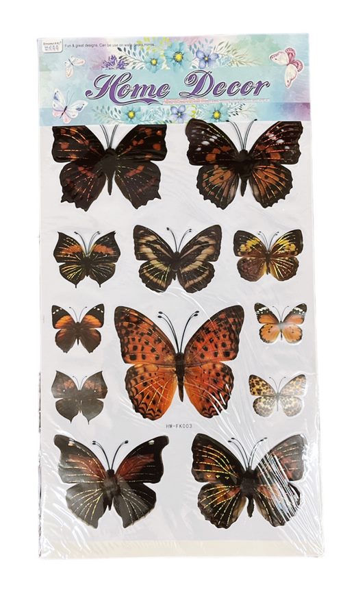 Стикер за стена 32х60см 3D пеперуди /12 броя в стек/