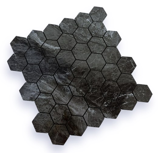 Стикер за стена 30х30см декор шестоъгълници черен мрамор