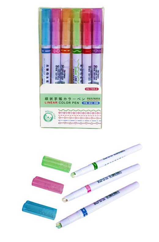 Химикалки за линейна декорация цветни 6 броя в комплект