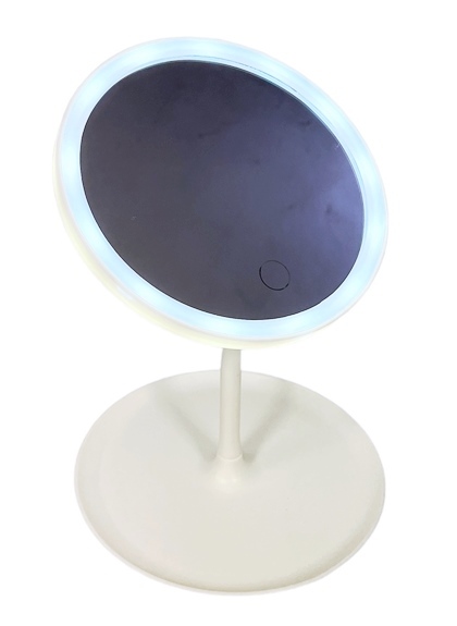 Огледало на стойка с LED светилина Н29см кръг Ф18см