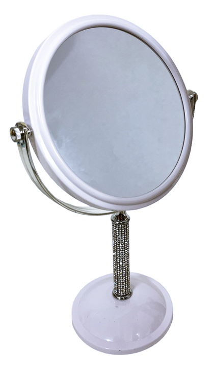 Огледало на стойка БЯЛО с камъни Ф17,5см Н31.5см