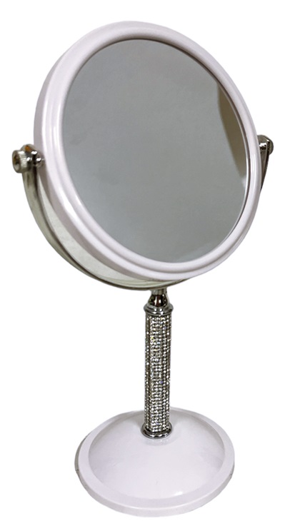 Огледало на стойка БЯЛО с камъни Ф15см Н30см