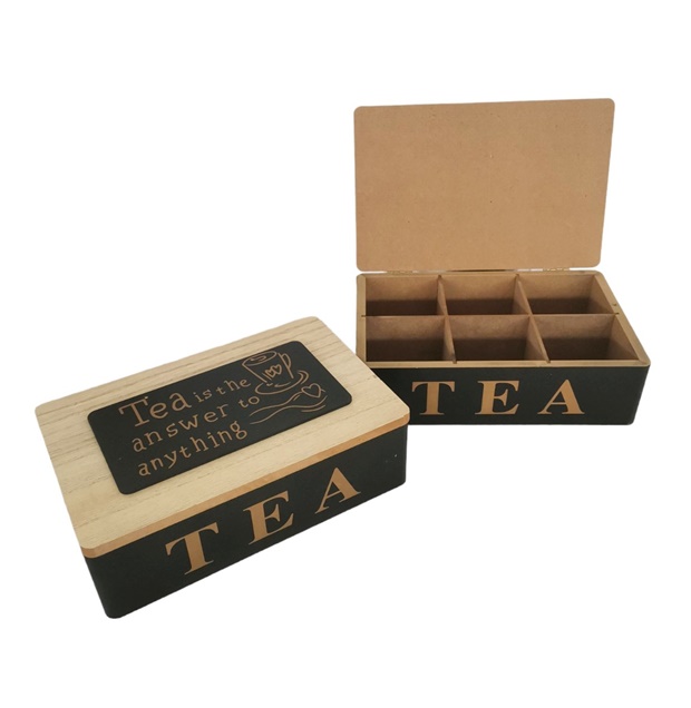 Кутия за чай TEA с 6 отделения 23х15х7см
