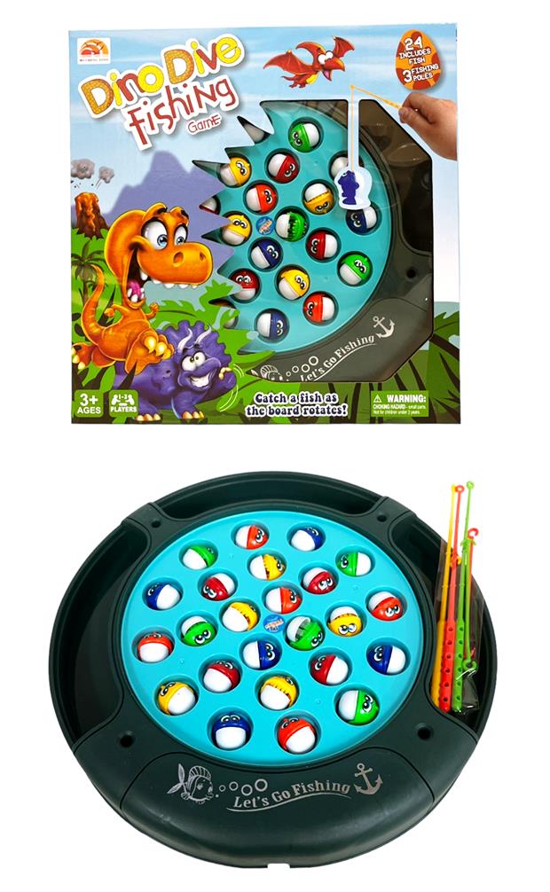 Игра на батерии DINO с 3 въдици и 24 броя малки рибки за ловене в кутия №6896-2