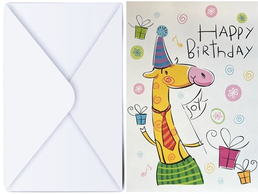 Поздравителна картичка с плик HAPPY BIRTHDAY жираф с подаръци №КА 085