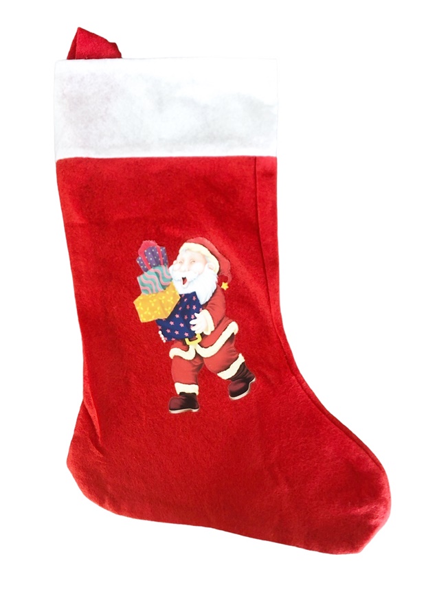 Коледен чорап за подаръци 16х36см с картинка /12 броя в стек/
