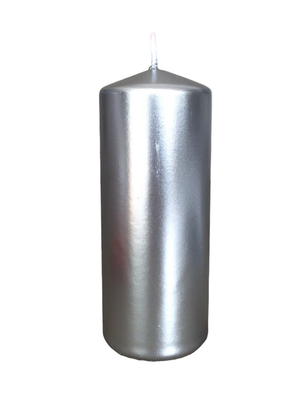 Свещ сребърен металик Ф6см Н15см /6 броя в кутия/