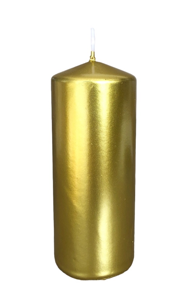 Свещ златна металик Ф6см Н15см /6 броя в кутия/
