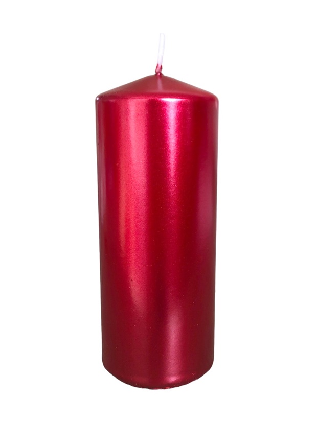 Свещ червена  металик Ф6см Н15см /6 броя в кутия/