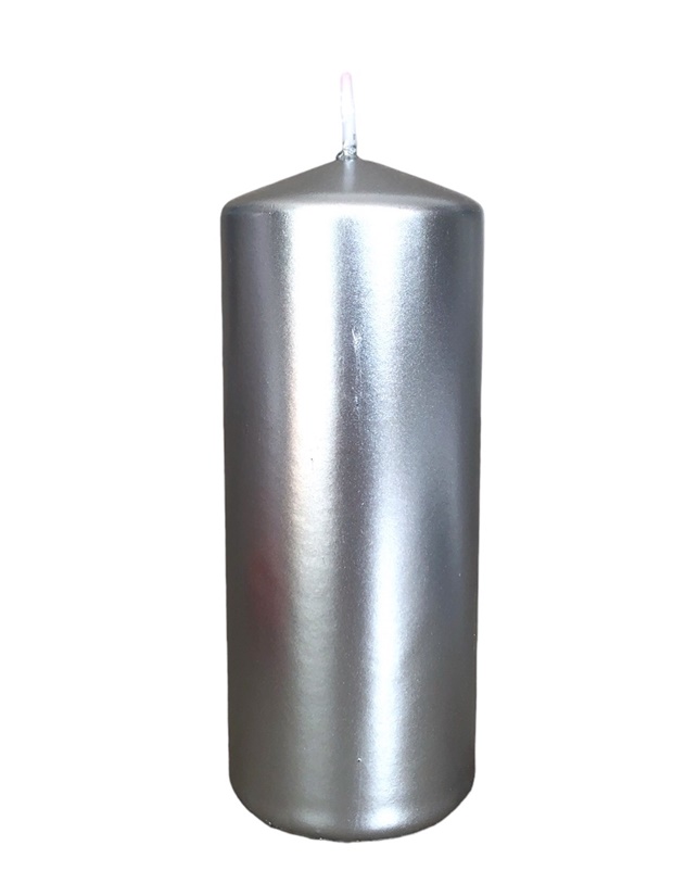 Свещ сребърен металик Ф6см Н18см /24 броя в кашон/