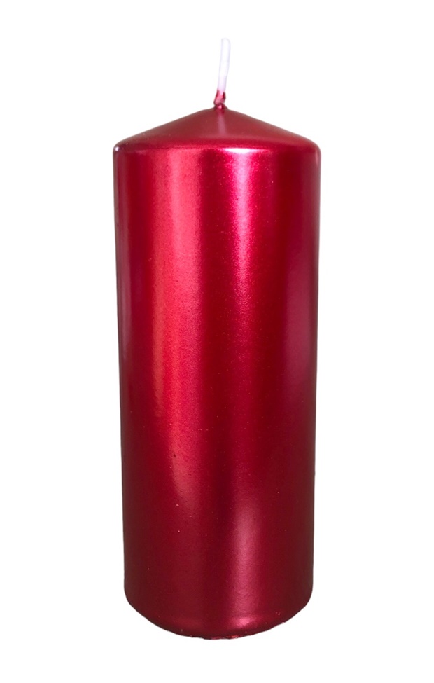Свещ червена  металик Ф6см Н18см /24 броя в кашон/
